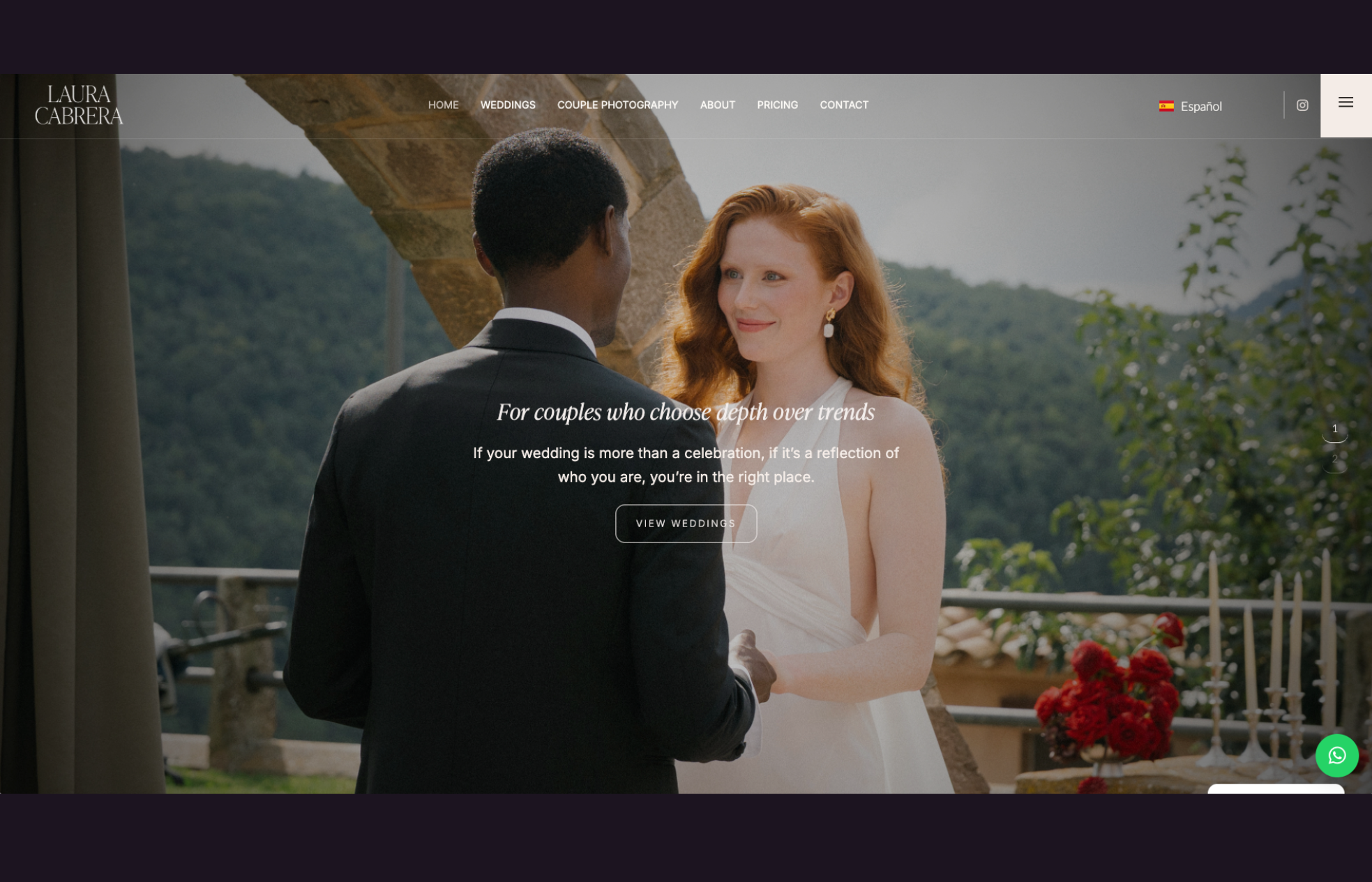 Laura Cabrera Photography website homepage screenshot