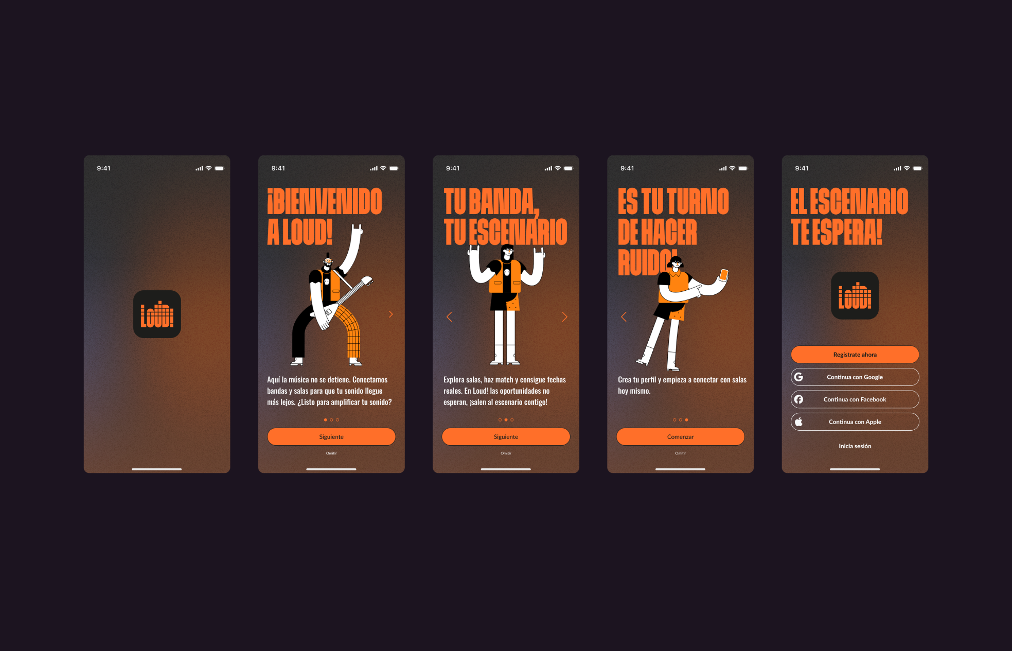 Onboarding · 5 screens